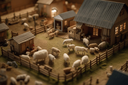羊毛毡动物农场编辑高清图片