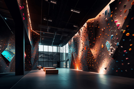 室内攀岩健身房背景图片