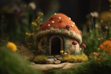 小蘑菇房子一间毡毛蘑菇屋背景