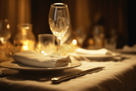 晚宴上优雅精致的餐具背景图片