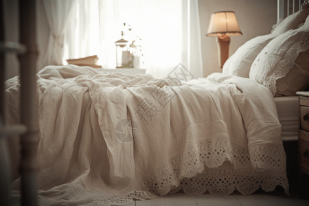 卧室中的床品背景图片