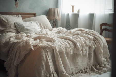 床罩精致素净的复古床品背景