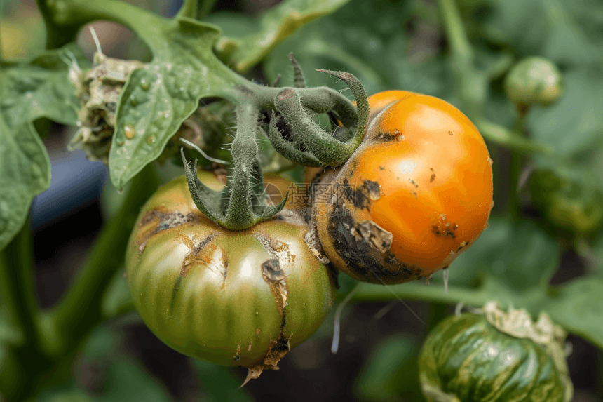 菜园中腐烂的番茄图片