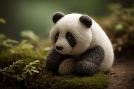 熊猫玩偶羊毛毡熊猫背景