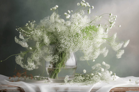 花盆里的白色小花儿图片
