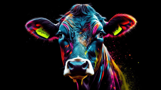 动物牛艺术画图片