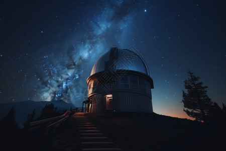 星空下的天文台背景图片
