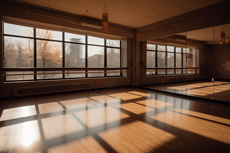 舞蹈镜子阳光照进舞蹈工作室背景