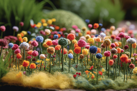 羊毛毡花园工艺品毛线摆件高清图片