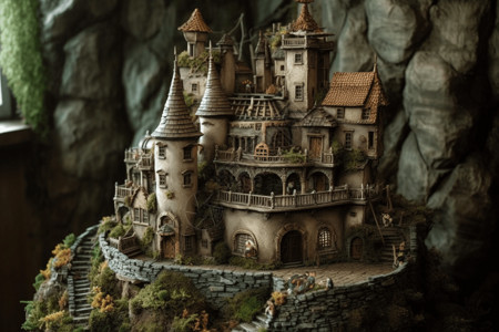 手工毛毡童话城堡背景图片
