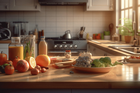 厨房榨果汁简约厨房场景设计图片