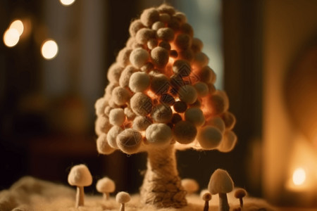 小蘑菇的毡毛树图片