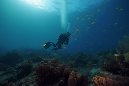 深海探索潜水员探索海底设计图片