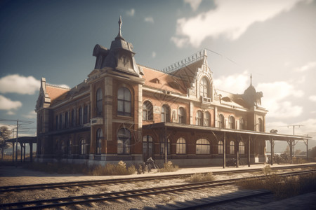 市区怀旧的火车站图片