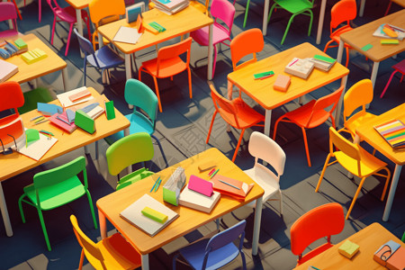 彩色的课桌椅背景图片