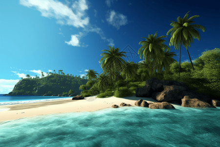 有椰子树的沙滩背景图片