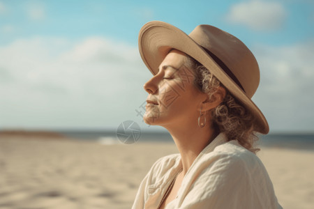 海边思考的女人图片