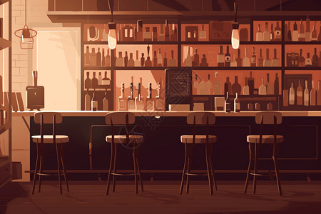 酒吧酒水x展架酒吧的平面插图插画