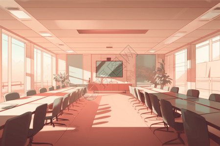 粉色卡通商务会议室背景图片