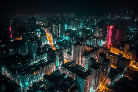 夜晚城市高楼大厦图片