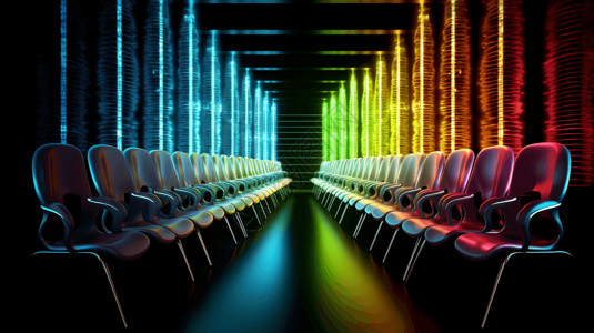 彩色DNA光束和椅子图片