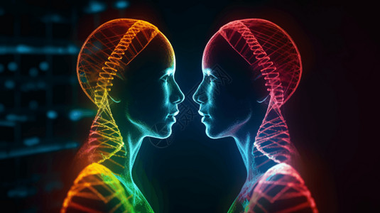 交谈的两个人转基因思考概念设计图片