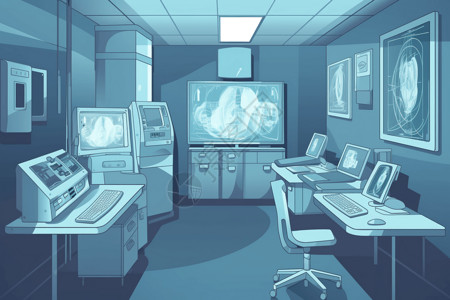 医学成像医院放射科设备平面插图插画