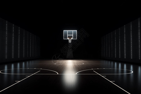 夜晚昏暗的篮球场图片