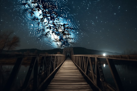 星空下的路星空下的木桥背景