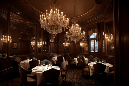 豪华高级餐厅的华丽吊灯图片