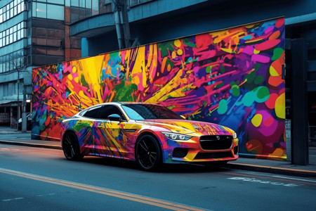 动感模糊色彩多彩的汽车广告牌背景