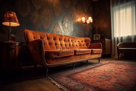 复古风格背景下的沙发背景图片