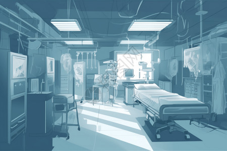 医疗耗材医院的外科套房插画