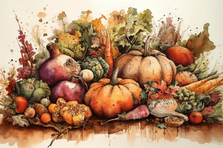 多种蔬菜手绘画图片