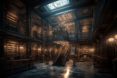 古楼梯古典藏书馆设计图片