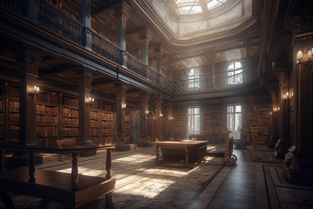 大规模欧式复古书馆设计图片