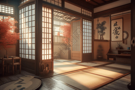 日本传统建筑日式家居设计渲染图设计图片