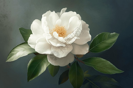 优雅的白色山茶花画背景图片