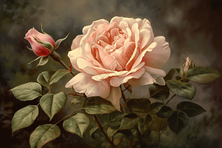 粉色玫瑰的插画图片