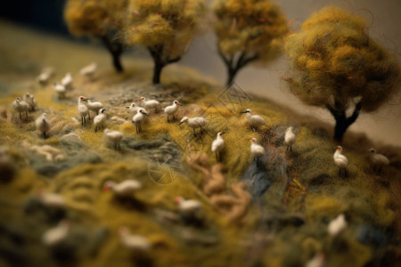 羊毛毡鸟手作图背景图片