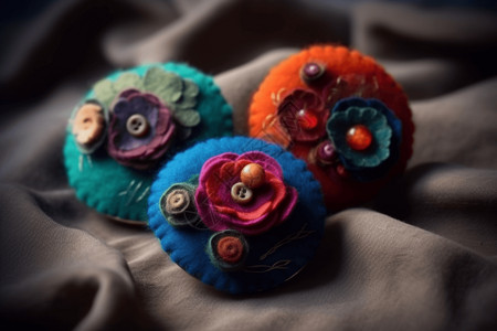 羊毛织物针毡羊毛胸针手作设计设计图片