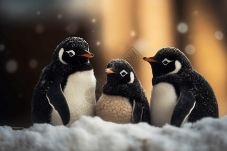 三人组毛毡的羊毛企鹅礼品设计图片