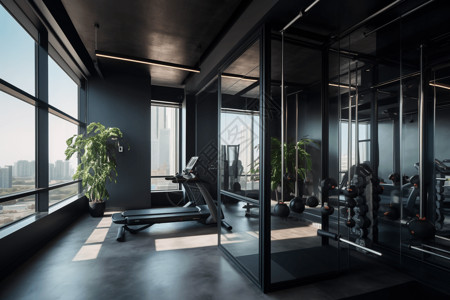 3d健身素材现代健身房3D设计图背景