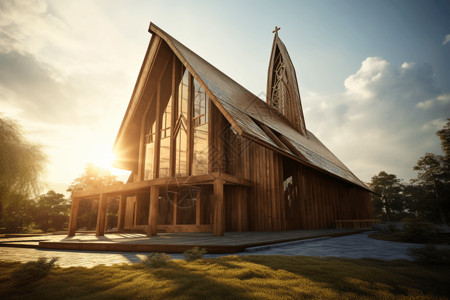 木制教堂景观图片