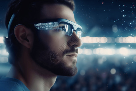科技场馆未来运动场馆中的AR眼镜用户背景