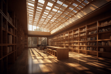 木制图书馆背景图片
