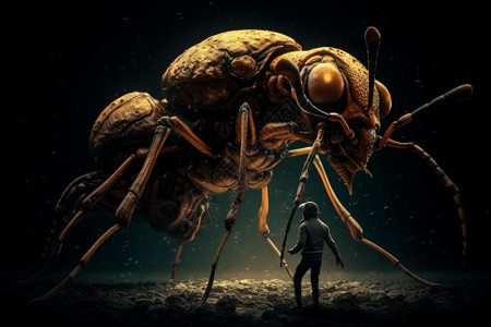 巨大的甲虫巨大的昆虫插图插画