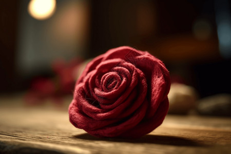 手擀面拌面盛开的羊毛毡玫瑰的手作图设计图片