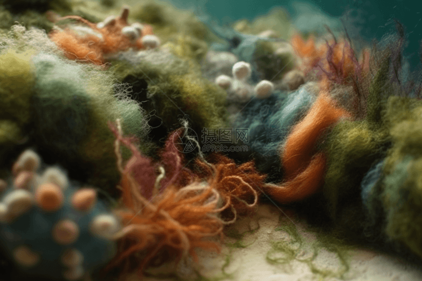 羊毛毡制海洋生物渲染图图片