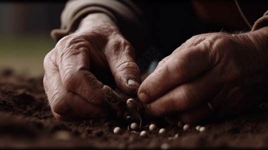 用双手舀豆子农民的双手在播种的特写镜头背景